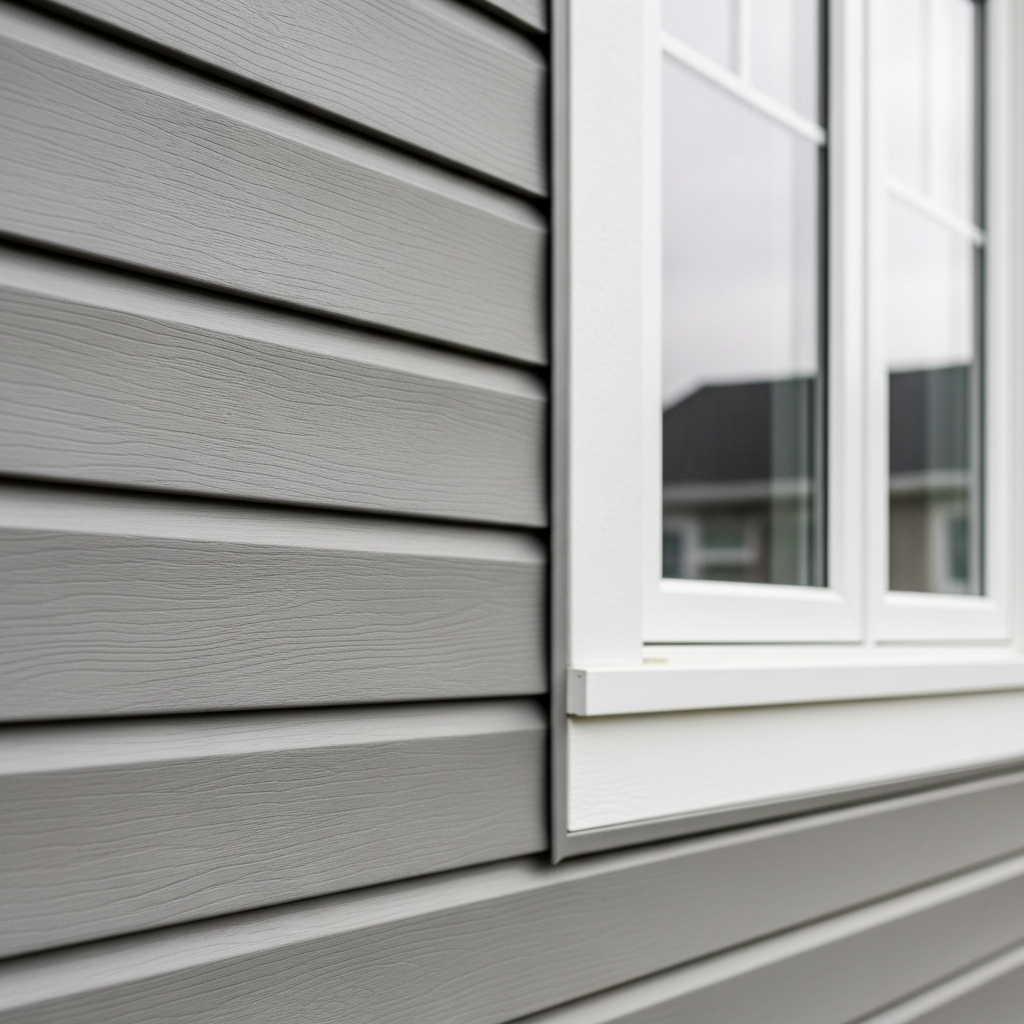Close-up of vinyl horizontal lap siding installation on Barrhaven Ottawa home