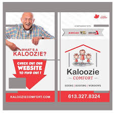 Kaloozie Comfort Ottawa advertisement — Siding, Roofing, Windows services with contact information 613-327-8324
