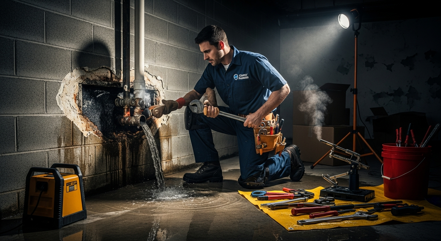 Emergency plumbing repair for burst pipe in Ottawa home
